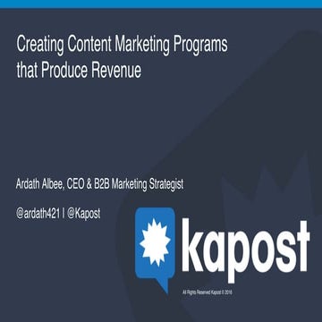 Creating Content Marketing Programs that Product Revenue 