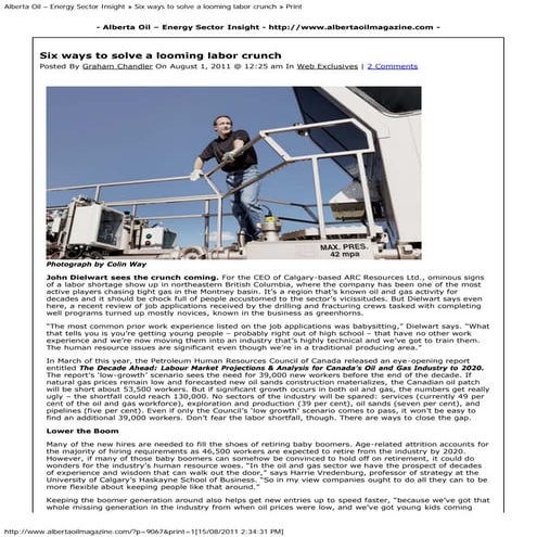 Alberta Oil Doug Mc Cann Interview  August 2011