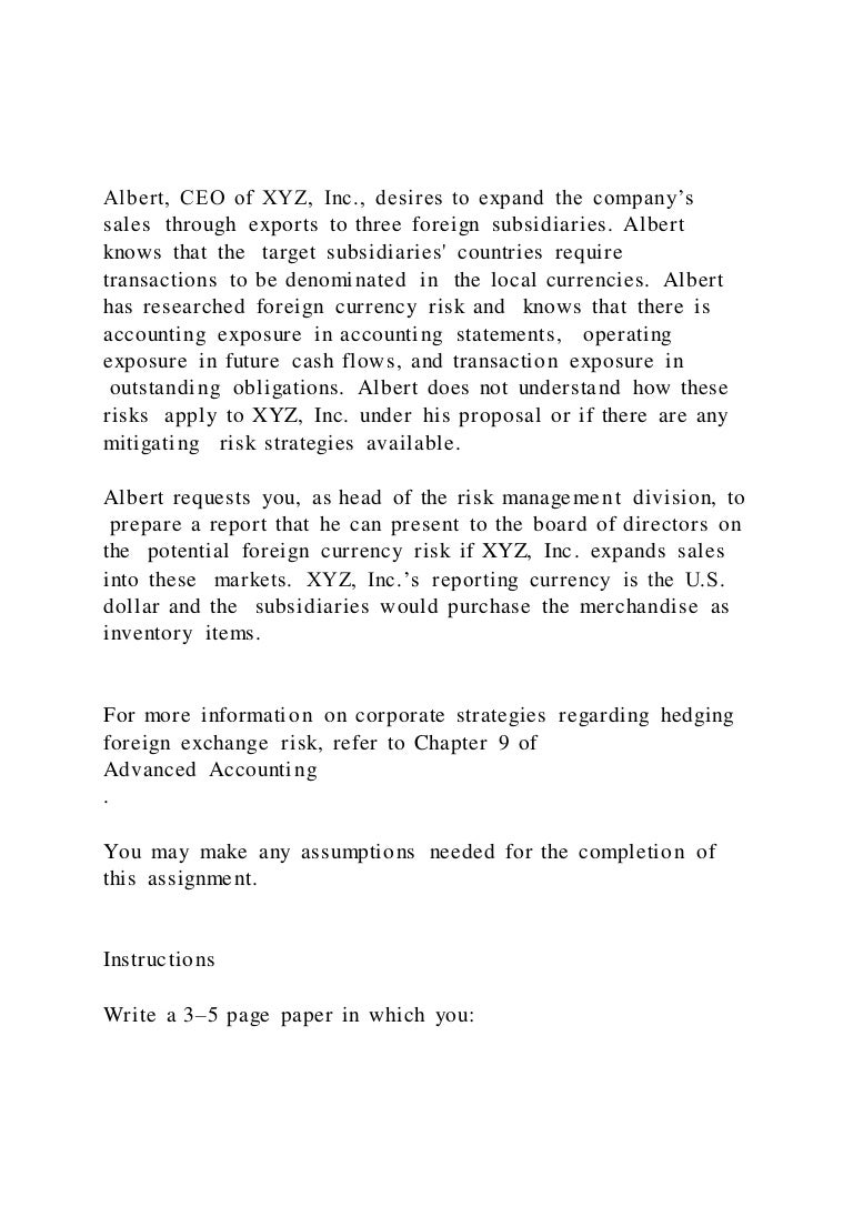 Albert Ceo Of Xyz Inc Desires To Expand The Company S Sales