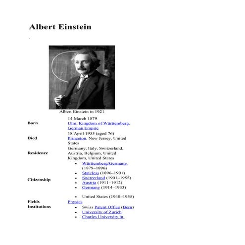 Einstein albert's european curriculum by euro cv | PDF