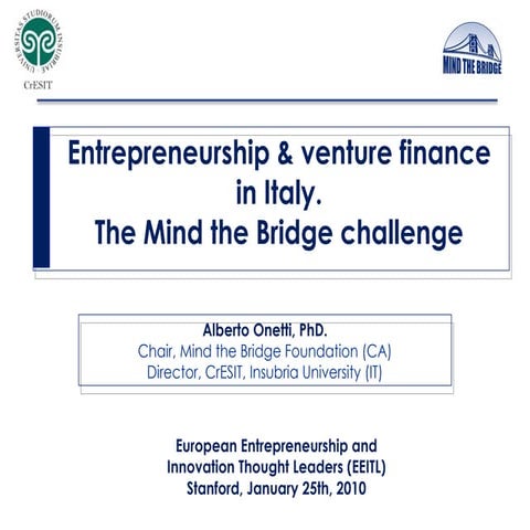Marco Marinucci - Mind the Bridge - Stanford - 2010 | PPTX