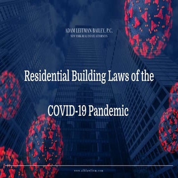 Residential Building Laws of the COVID-19 Pandemic