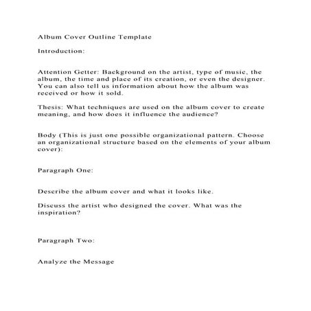 Album Cover Outline Template Introduction 1. Attent.docx