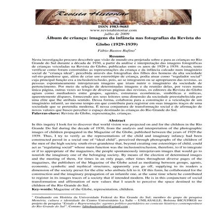 Álbum de criança: imagens da infância nas fotografias da Revista do Globo 192...