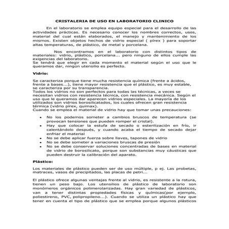 cristaleria de uso en laboratorio clinico 