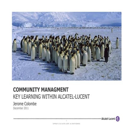 Alcatel-Lucent - Community Managment: Key learning with Engage 