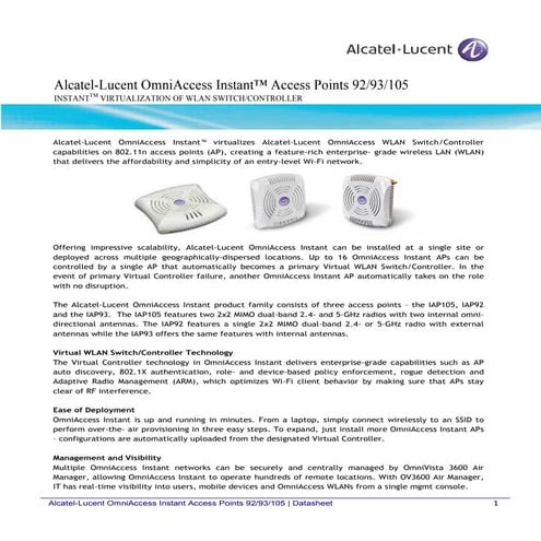 Alcatel-Lucent Instant Access Points Datasheet
