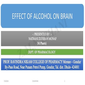 Alcohol affects the brain by slowing down communication between neurons, impairing judgment, coordination, and memory. Chronic use can lead to long-term cognitive deficits and neurological damage.