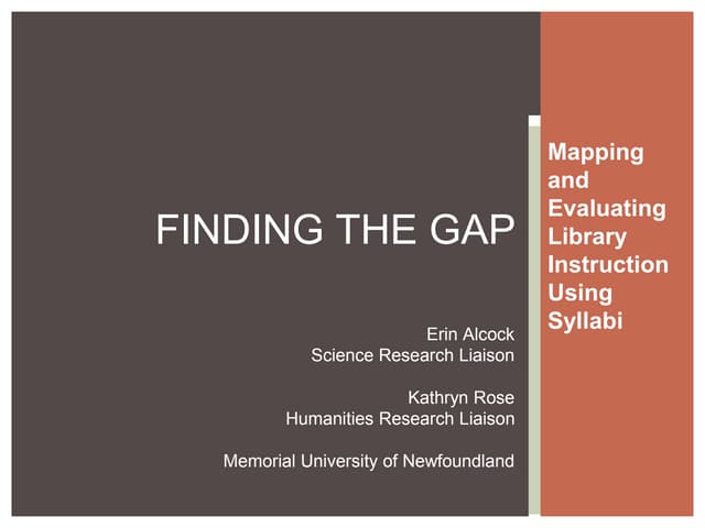 Find the gap: mapping and evaluatin...