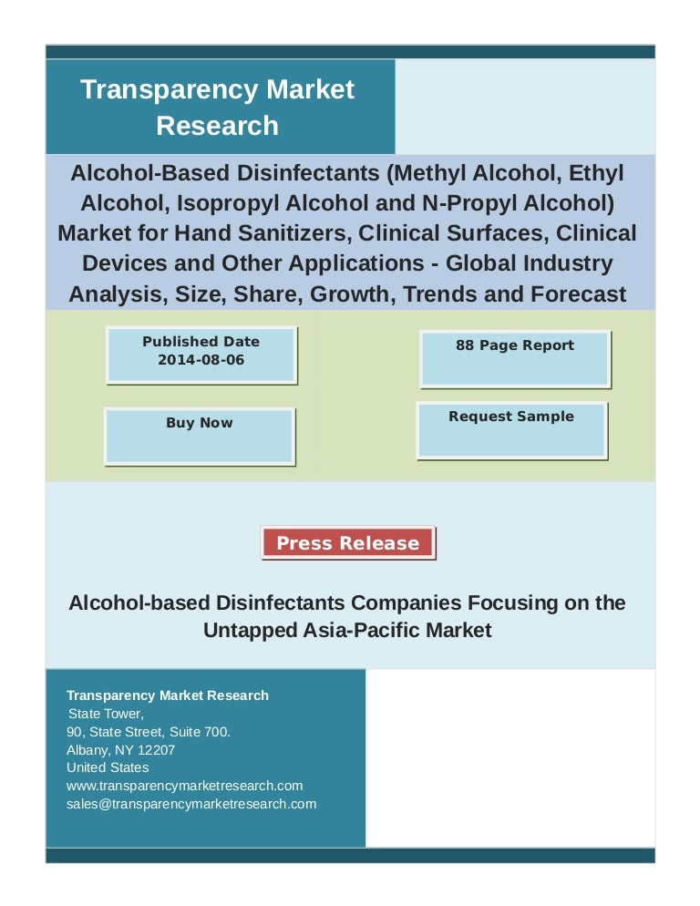 AlcoholBased Disinfectants Market Analysis and Forecast Study for 20…