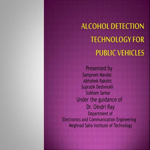 Alcohol detection technology for public vehicles
