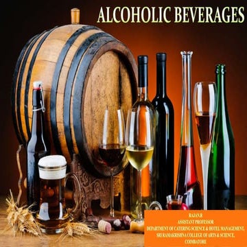 ALCOHOLIC BEVERAGES - MEANING & CLASSIFICATION