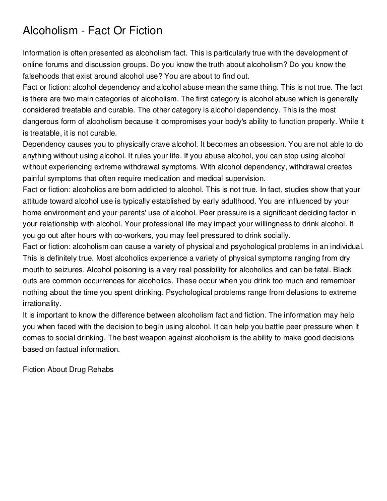 Alcoholism Fact Or Fiction