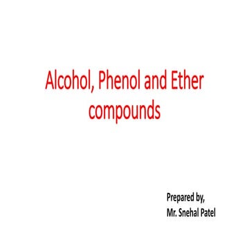Alcohol, phenol and ether- Class 12 or Grade 12