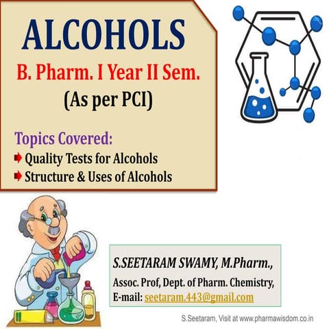 Alcohols (B.Pharm 1st Year 2nd Sem.)