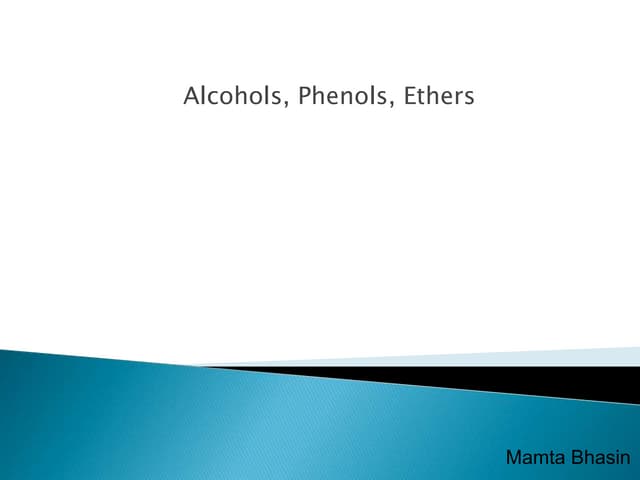 alcohol phenols ethers class 12 notes pdf