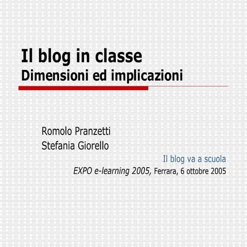 Alcuni aspetti dell'uso del blog in classe