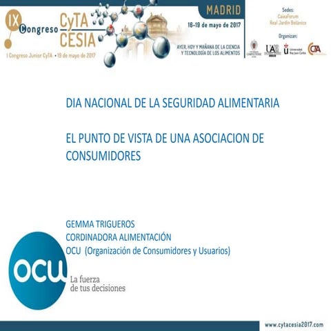 DIA NACIONAL DE LA SEGURIDAD ALIMENTARIA Y LOS CONSUMIDORES