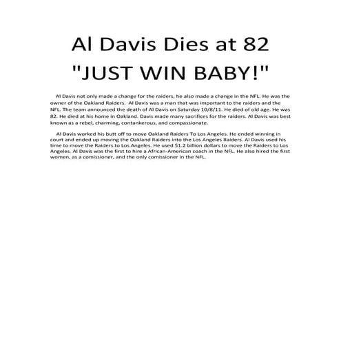 Al davis dies at 82
