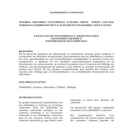 INFORME DE ALDEHÍDOS Y CETONAS