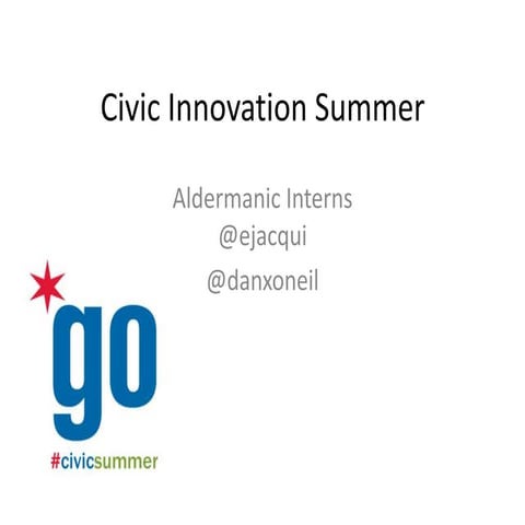 Civic Innovation Summer Aldermanic Interns Curriculum