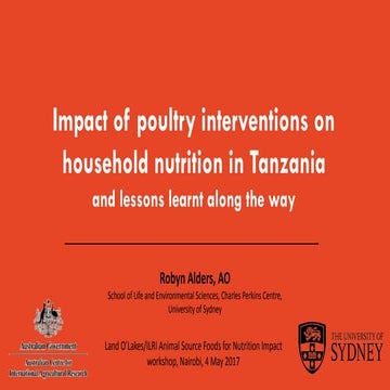Impact of poultry interventions on household nutrition in Tanzania and lesson...