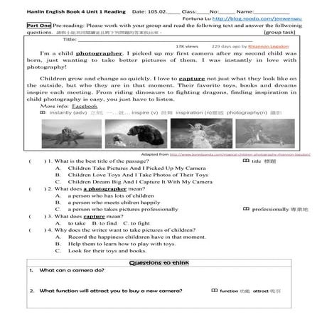 7 hanlin english book 4 unit 1 reading