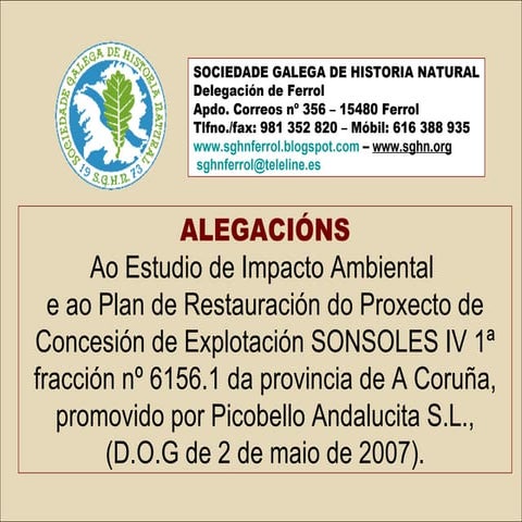 Alegaciones  M I N A  D E  A N D A L U C I T A