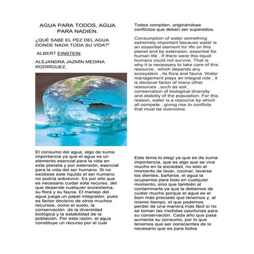 TRIPTICO SOBRE EL CUIDADO DEL AGUA PARA LA VIDA | PDF