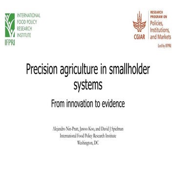 Precision agriculture in smallholder systems: From innovation to evidence