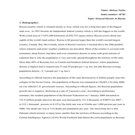 General Electric in Russia (Business Ethics project)