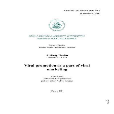 Viral Promotion as a part of Viral Marketing