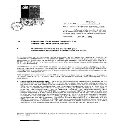 Refuerzo vigilancia Enfermedad Meningocócica 2014