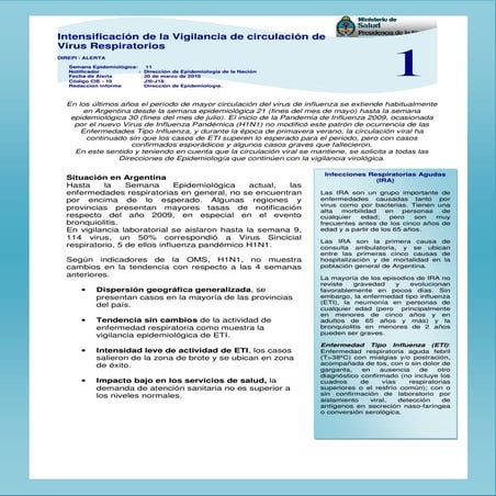 Alerta Por IntensificacióN De La Vigilancia De CirculacióN De Virus Respirato...