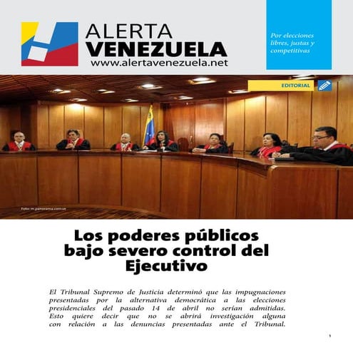 Alerta Venezuela #21: Poderes públicos bajo control del Ejecutivo (informe, ago 2013)
