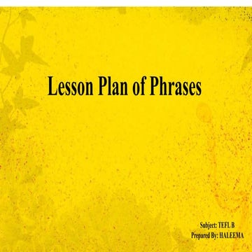 A lesson plan for noun and verb phrase | PPTX