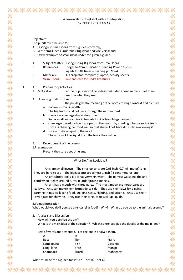 A lesson plan in english 3 with ict integration A lesson plan in english 3 with ict integration