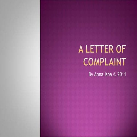 A letter of complaint 2012