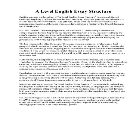 A Level English Essay Structure | PDF