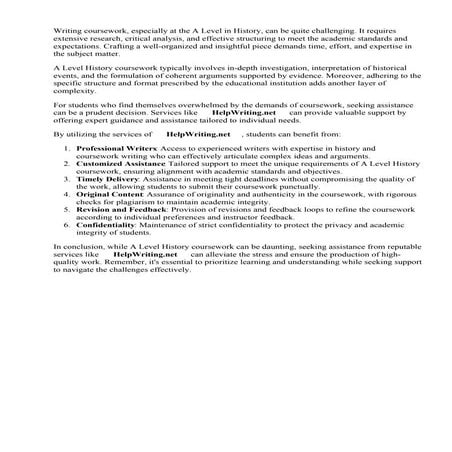 A Level History Coursework Structure. You will nee | PDF