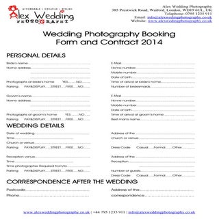 Wedding Photography Booking Form an...