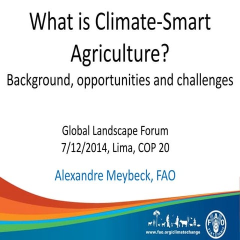 Alexandre Meybeck: What is climate-smart agriculture: background, opportuniti...