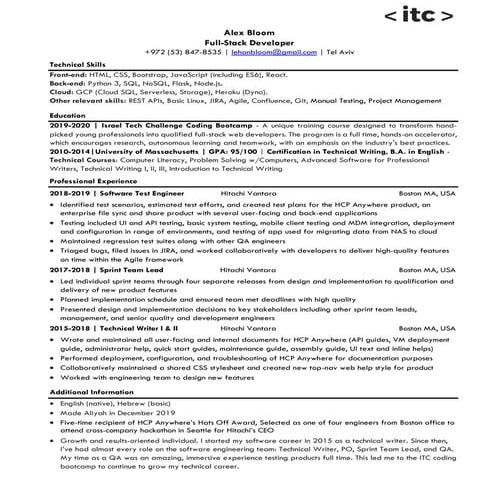 Alex Bloom Resume