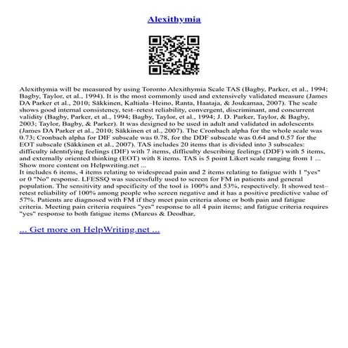 Alexithymia | PDF