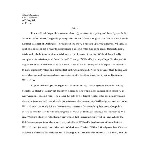 Alex mancino apocalypse now