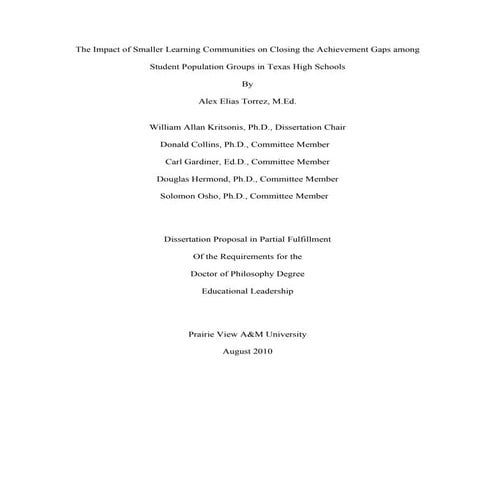 Alex Torrez, Dissertation Proposal, Dr. William Allan Kritsonis, Dissertation...