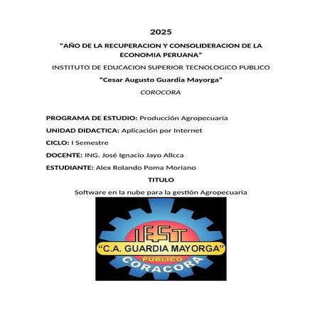 Software en la nube sobre la producción agropecuaria