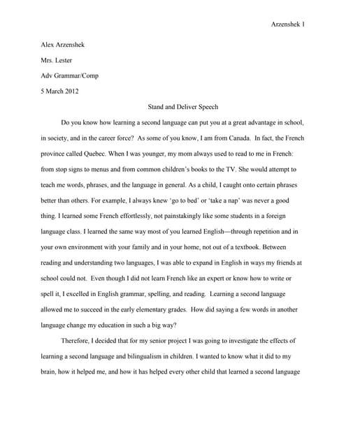 Higher English Reflective Essay A Stand And Deliver Essay Bullying Essay Thesis also Argumentative Essay Thesis Alex A Stand And Deliver Essay Argumentative Essay On Health Care Reform