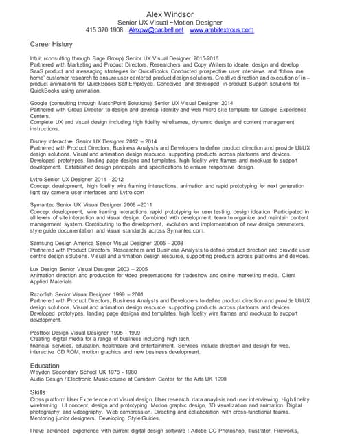 Alex  Windsor Resume 2016