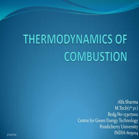 Thermodynamics of combustion 